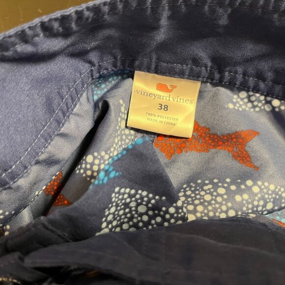 Vineyard Vines Men's Blue Shark Printed Board Swim Shorts - Size 38 - Picture 7 of 7
